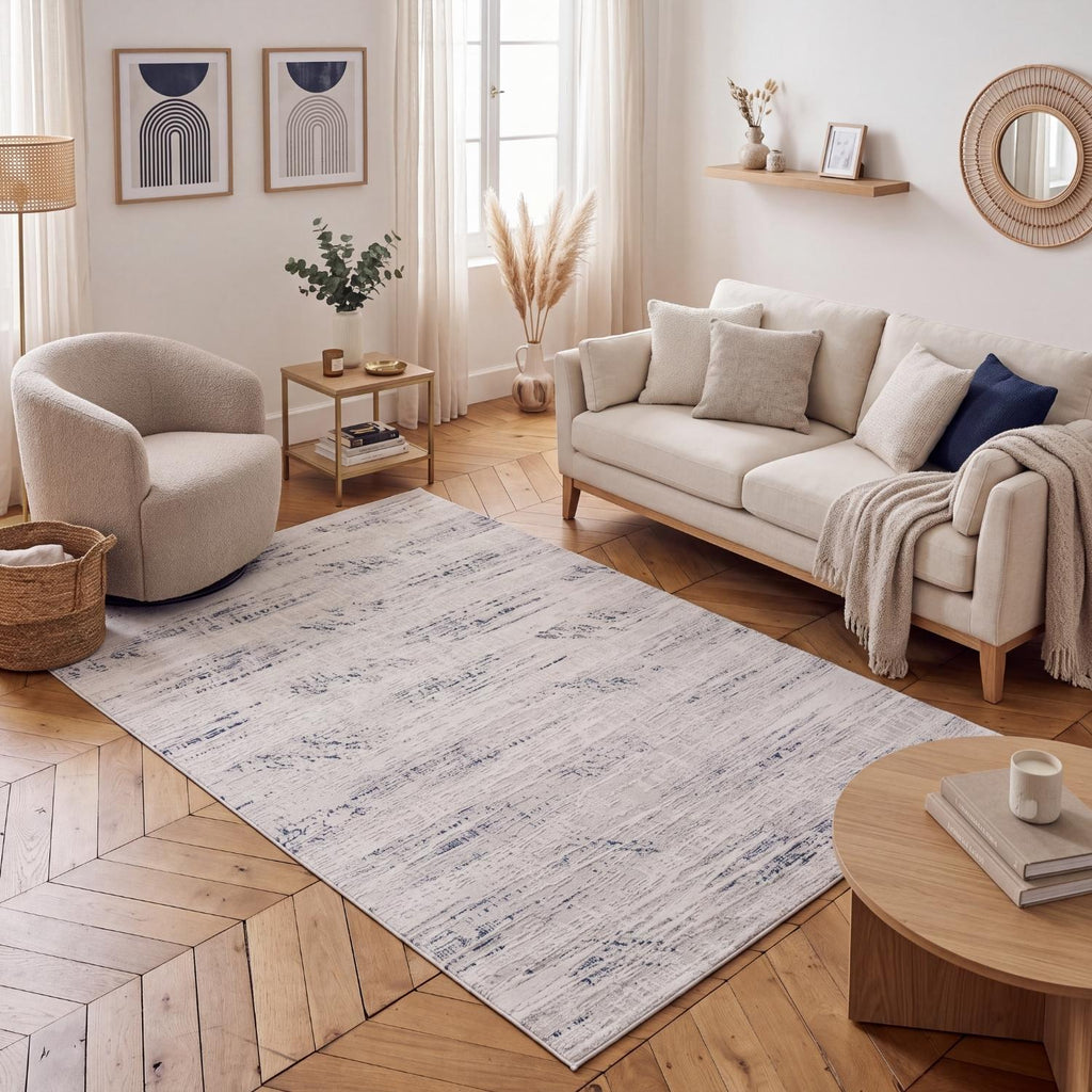 Carmel Cream-Blue Abstract Rug