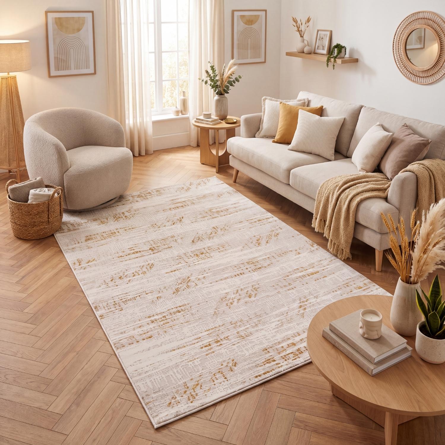 Carmel Cream-Gold Abstract Rug
