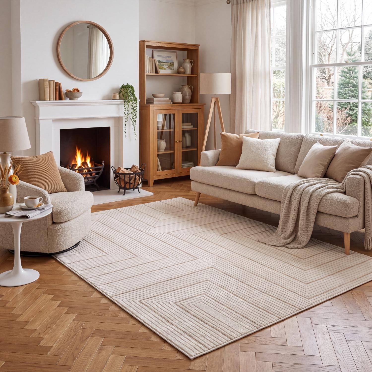 Carmel Cream-Beige Geometric Rug