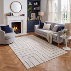 Carmel Cream-Blue Geometric Rug