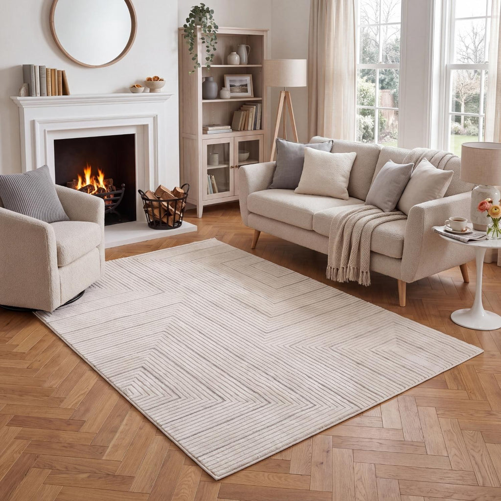 Carmel Cream-Grey Geometric Rug