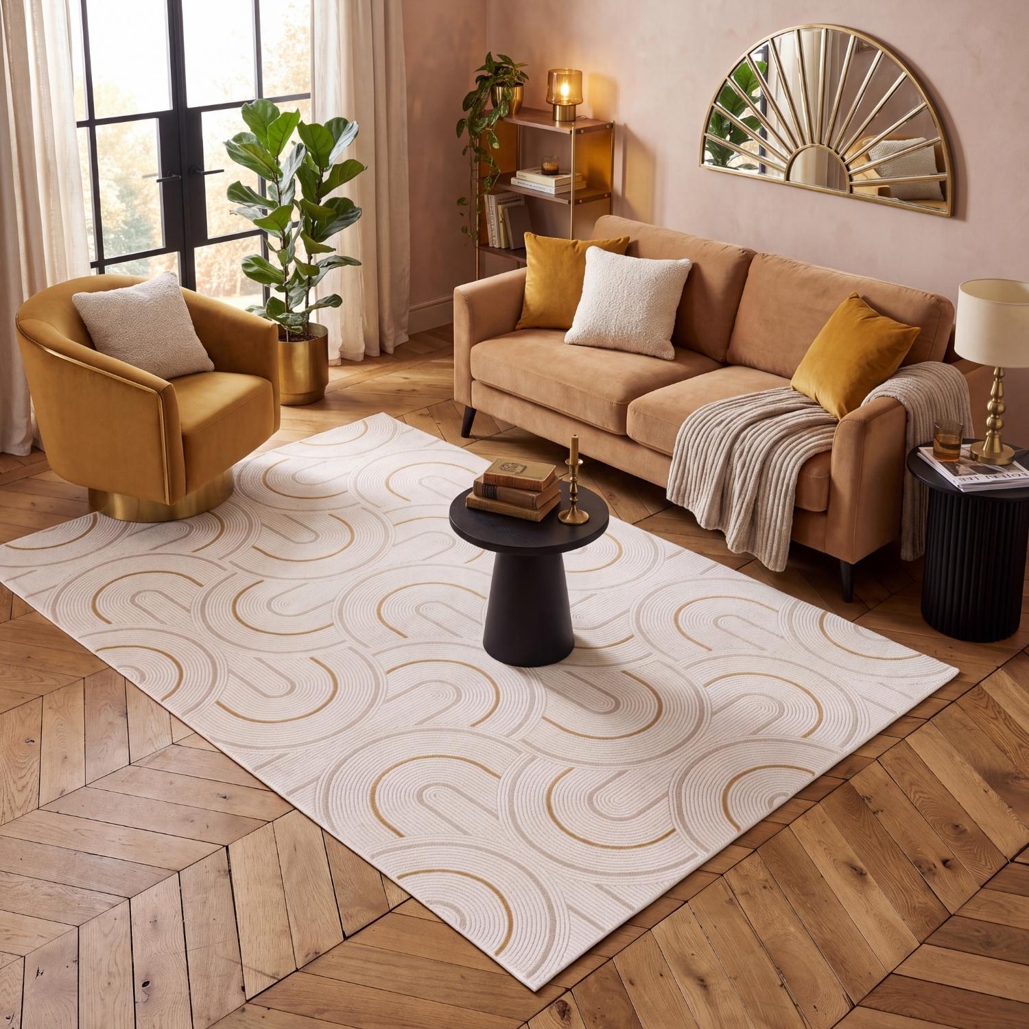 Carmel Cream-Gold Geometric Rug