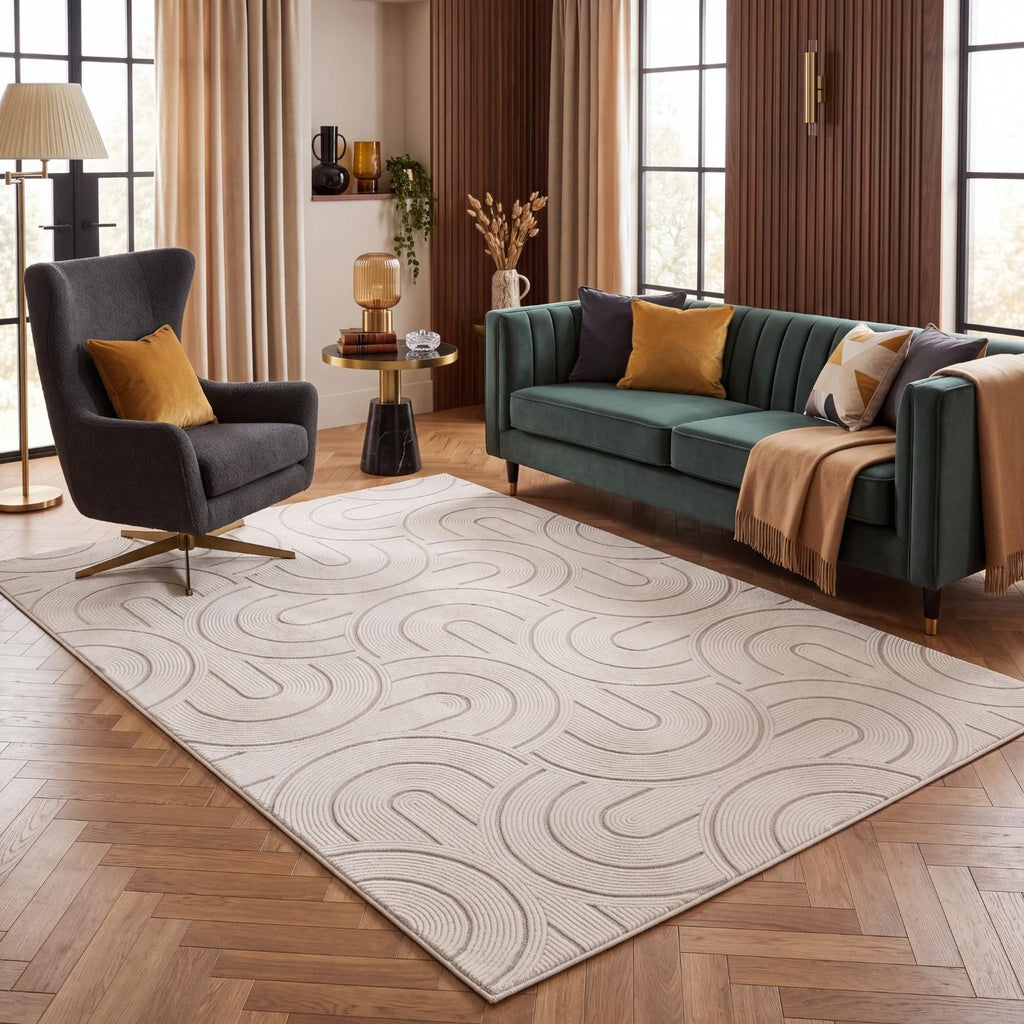 Carmel Cream-Grey Geometric Rug