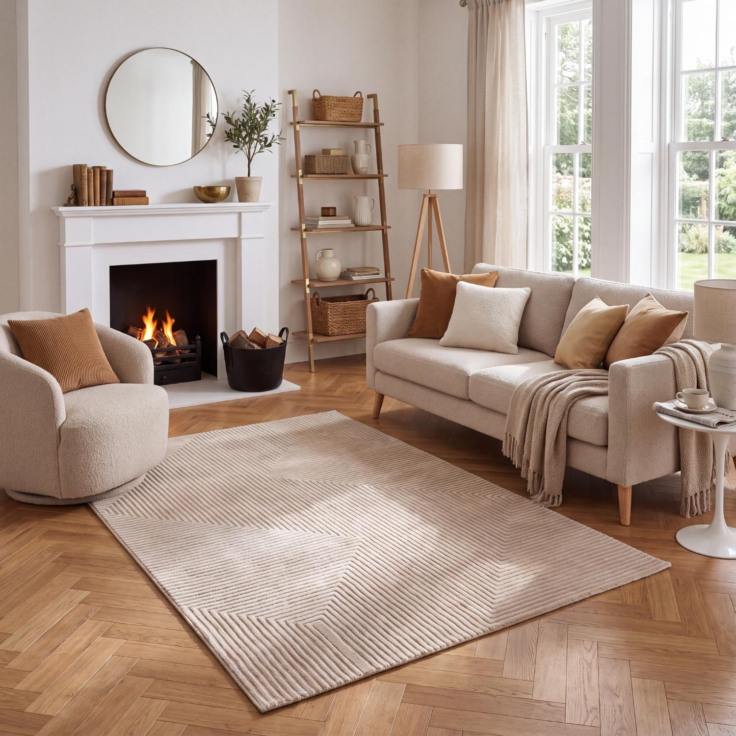 Carmel Beige-Cream Geometric Rug