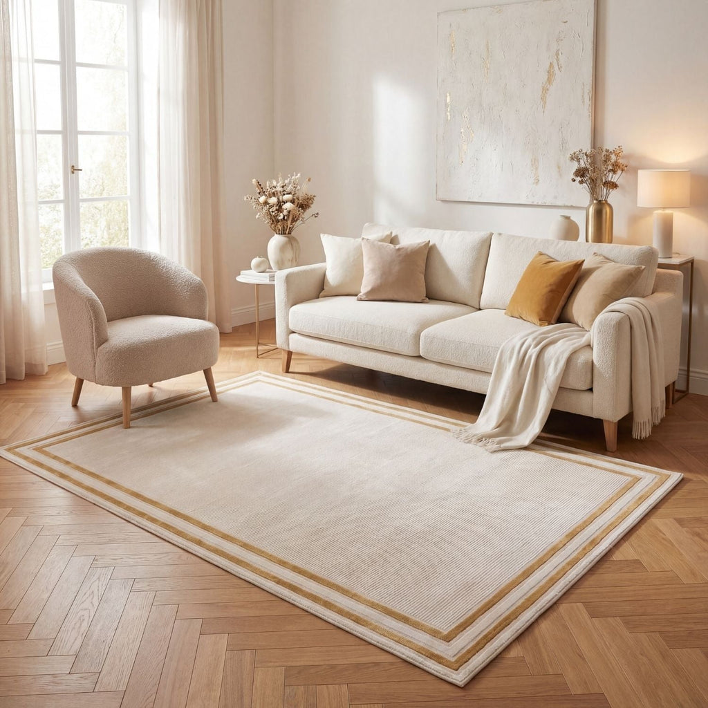 Carmel Cream-Gold Bordered Rug