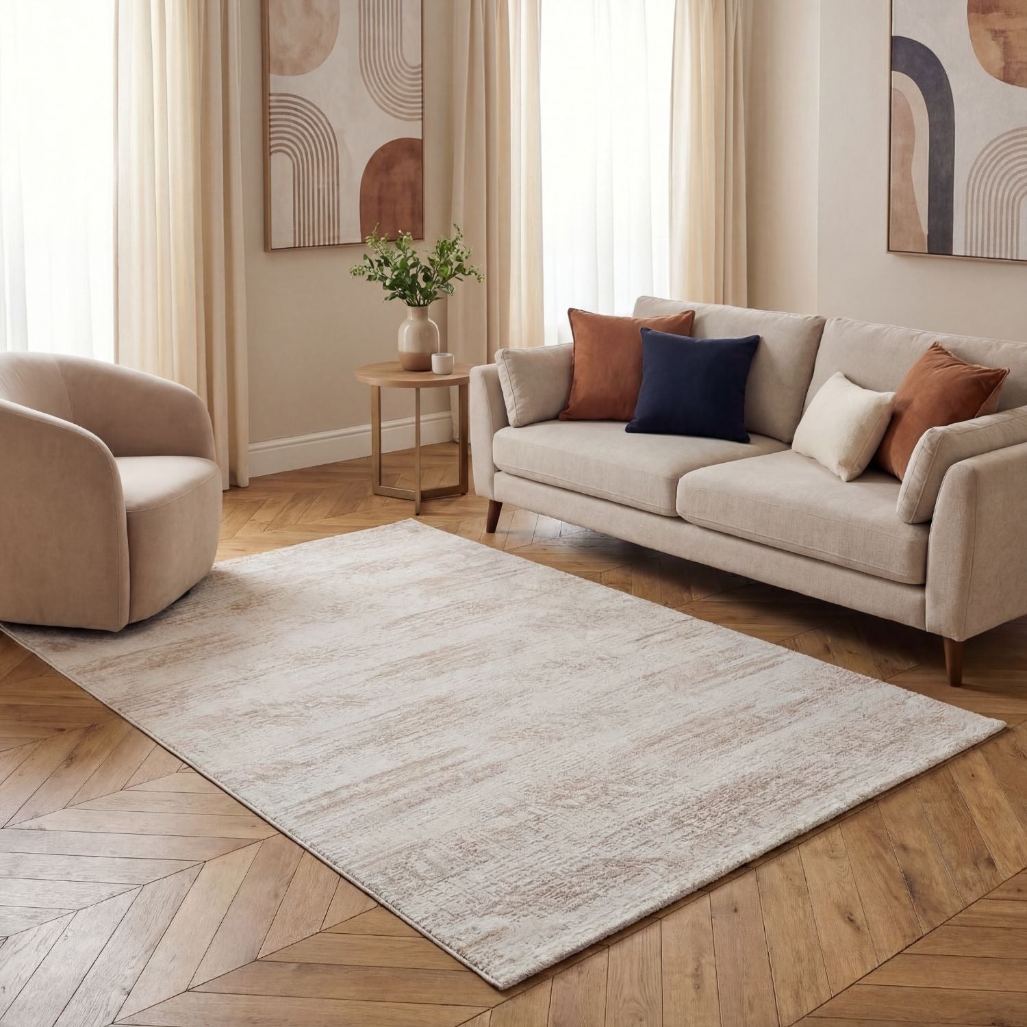 Carmel Cream-Beige Abstract Rug