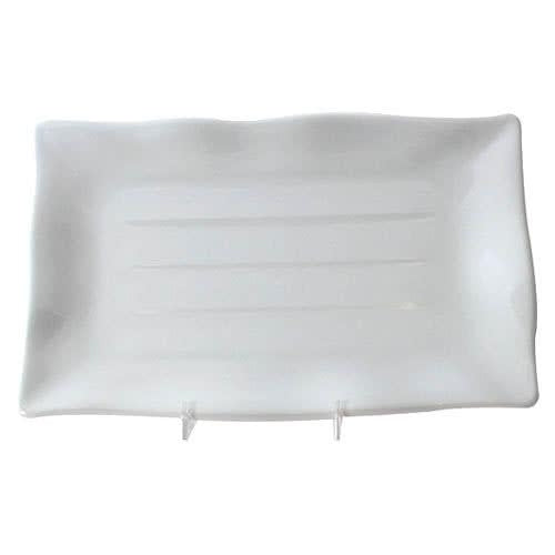 Classic White Rectangular Melamine Wave Plate- 12/case