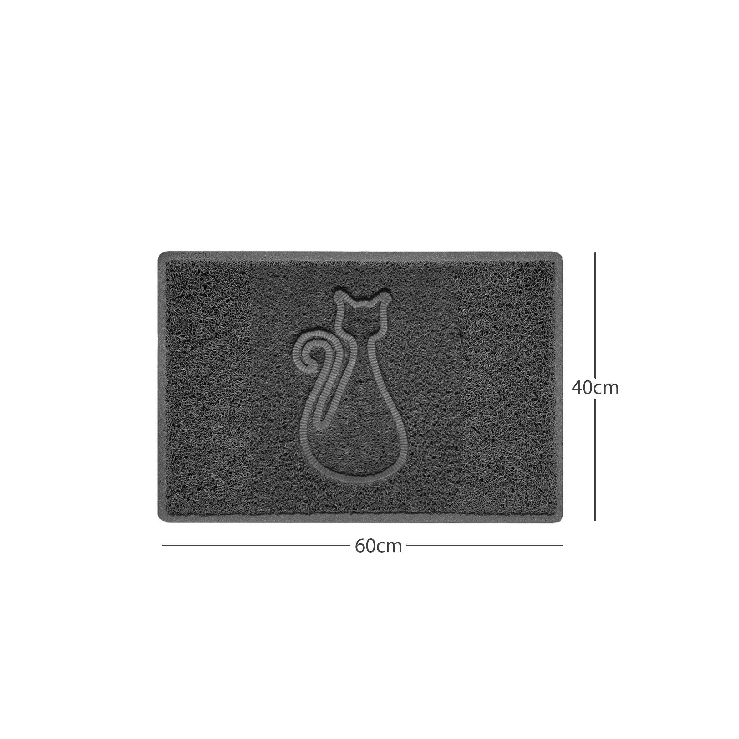 Cat Embossed Spaghetti Doormat Dark Grey 60cm x 40cm