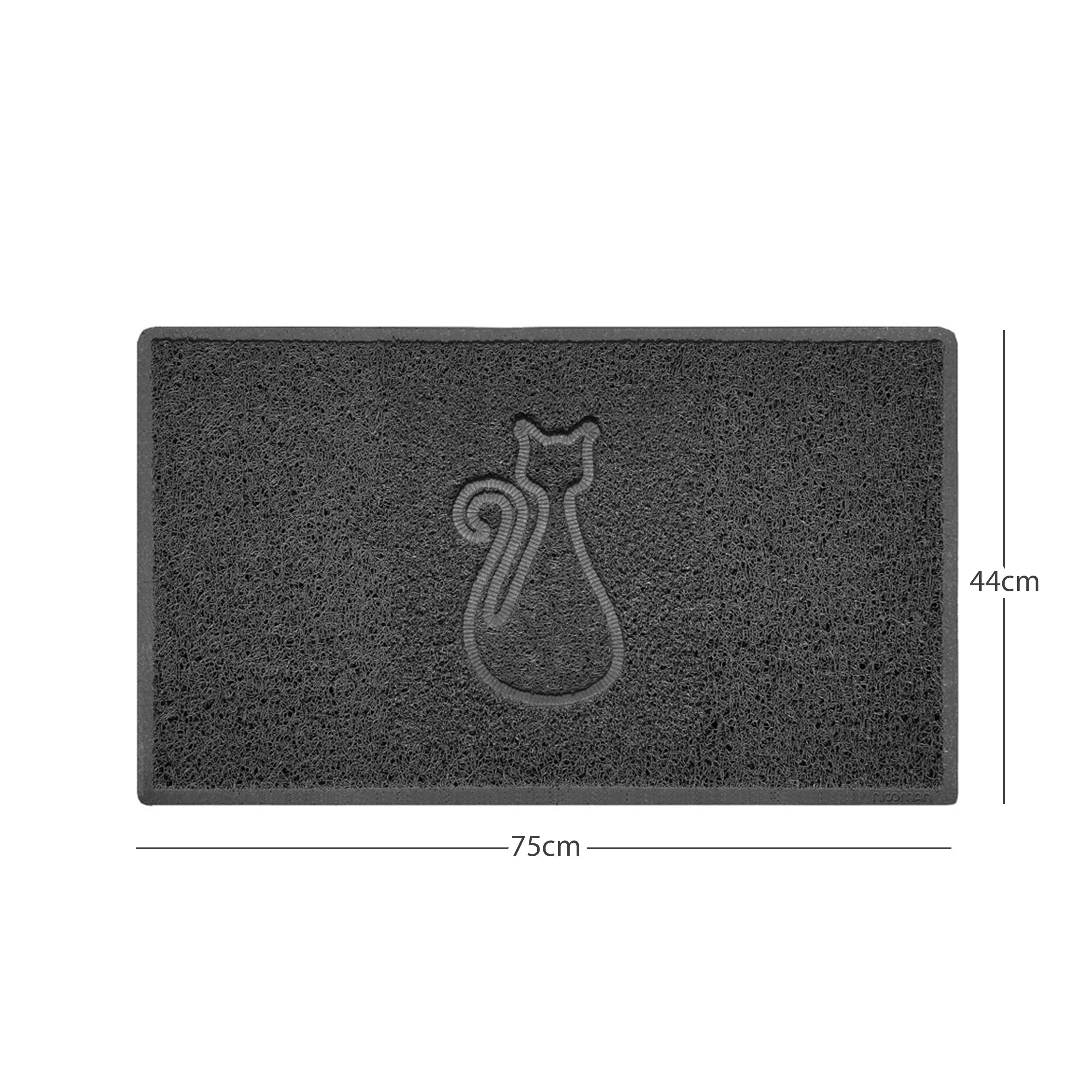 Cat Embossed Spaghetti Doormat Dark Grey 75cm x 44cm