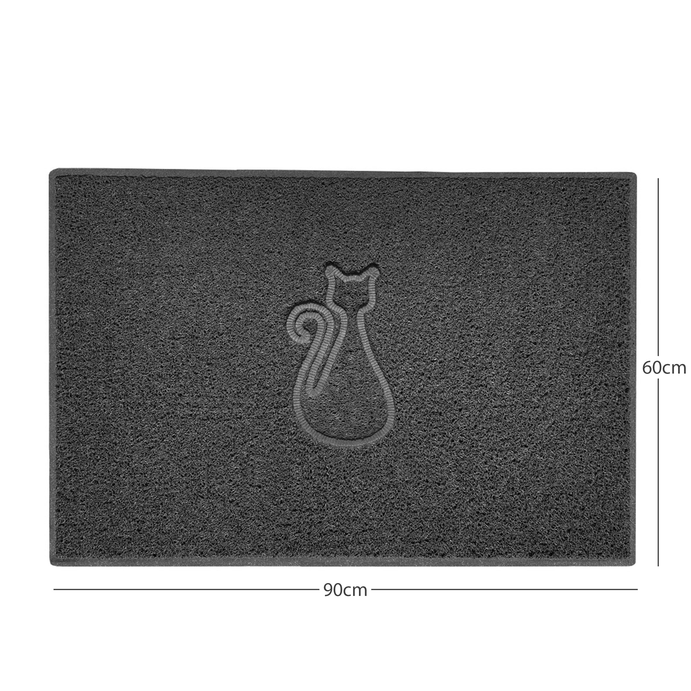 Cat Embossed Spaghetti Doormat Dark Grey 90cm x 60cm