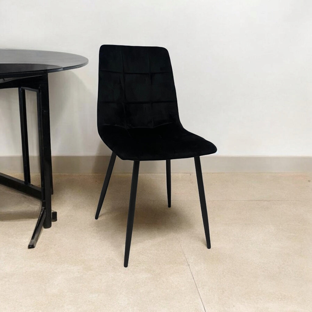 Tufted Fabric Metal Chair - L52 x W44 x H86 cm - Black