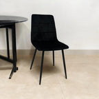 Tufted Fabric Metal Chair - L52 x W44 x H86 cm - Black