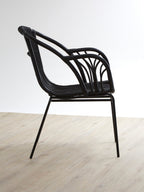 Black Natural Rattan Chair with Raised Sides