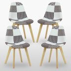 5PCs Dining Set - a Halo Dining Table & Set of 4 Black/White Tulip Patchwork Accent Chairs