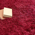 Extravagance Wine Red Shaggy Rug
