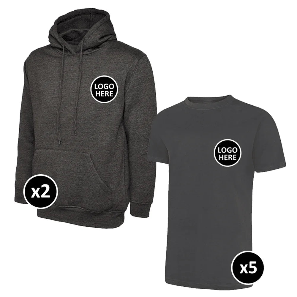 Uneek Hoodie & T-Shirts Bundle Inc Logo - 7 Items