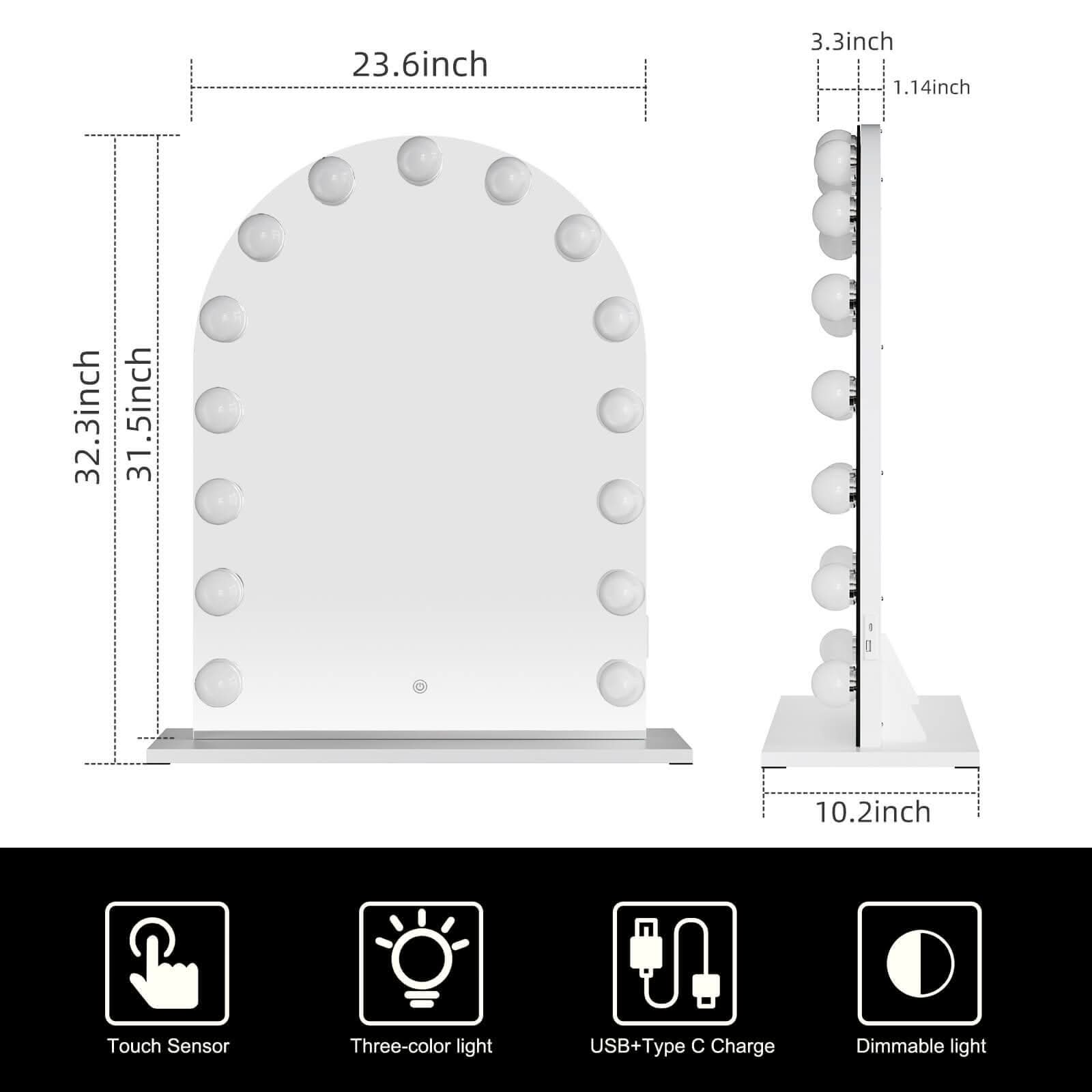 Arch Vanity Face LED Mirror 80 x 60cm