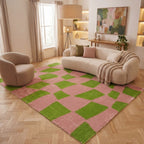 Joli Checkered Green & Pink Rug
