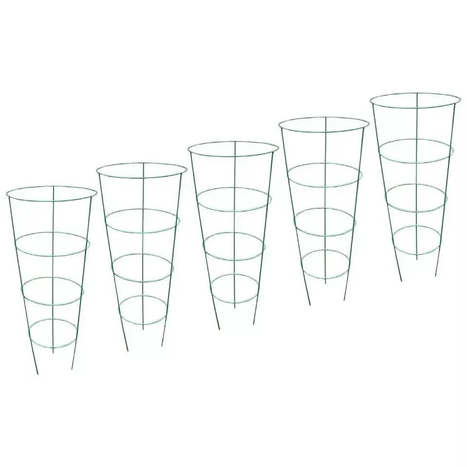 5 Piece Conical Plant Support Trellis Cages for Climbing Plants & Garden Flowers