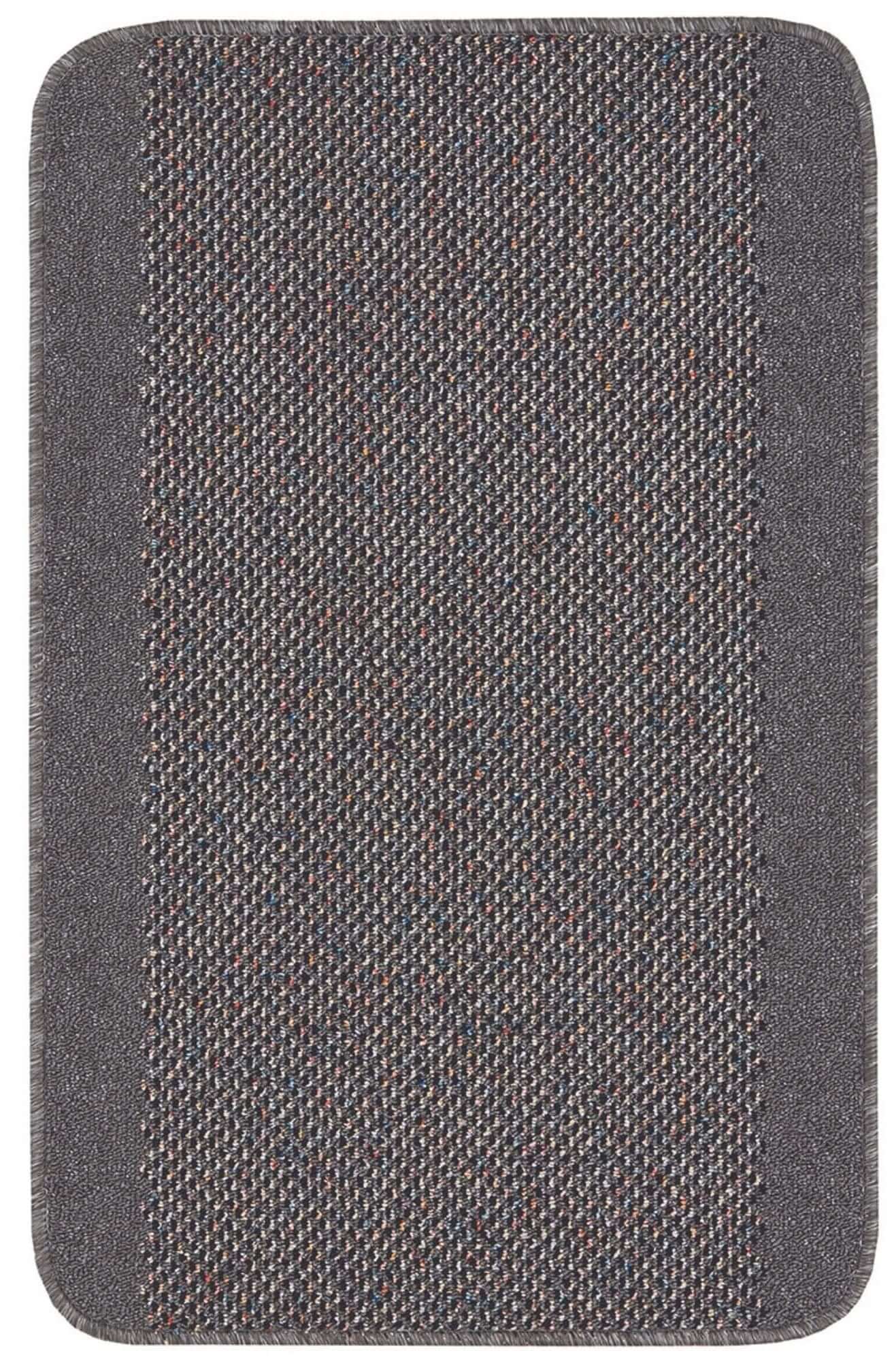 Washable Bordered Dark Grey Rug