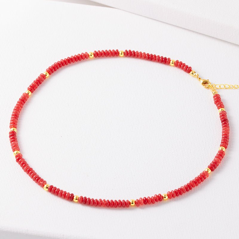 Crystal Natural Stone Beaded Necklace & Bracelet Set – 15+ Styles H Carnelian Necklace