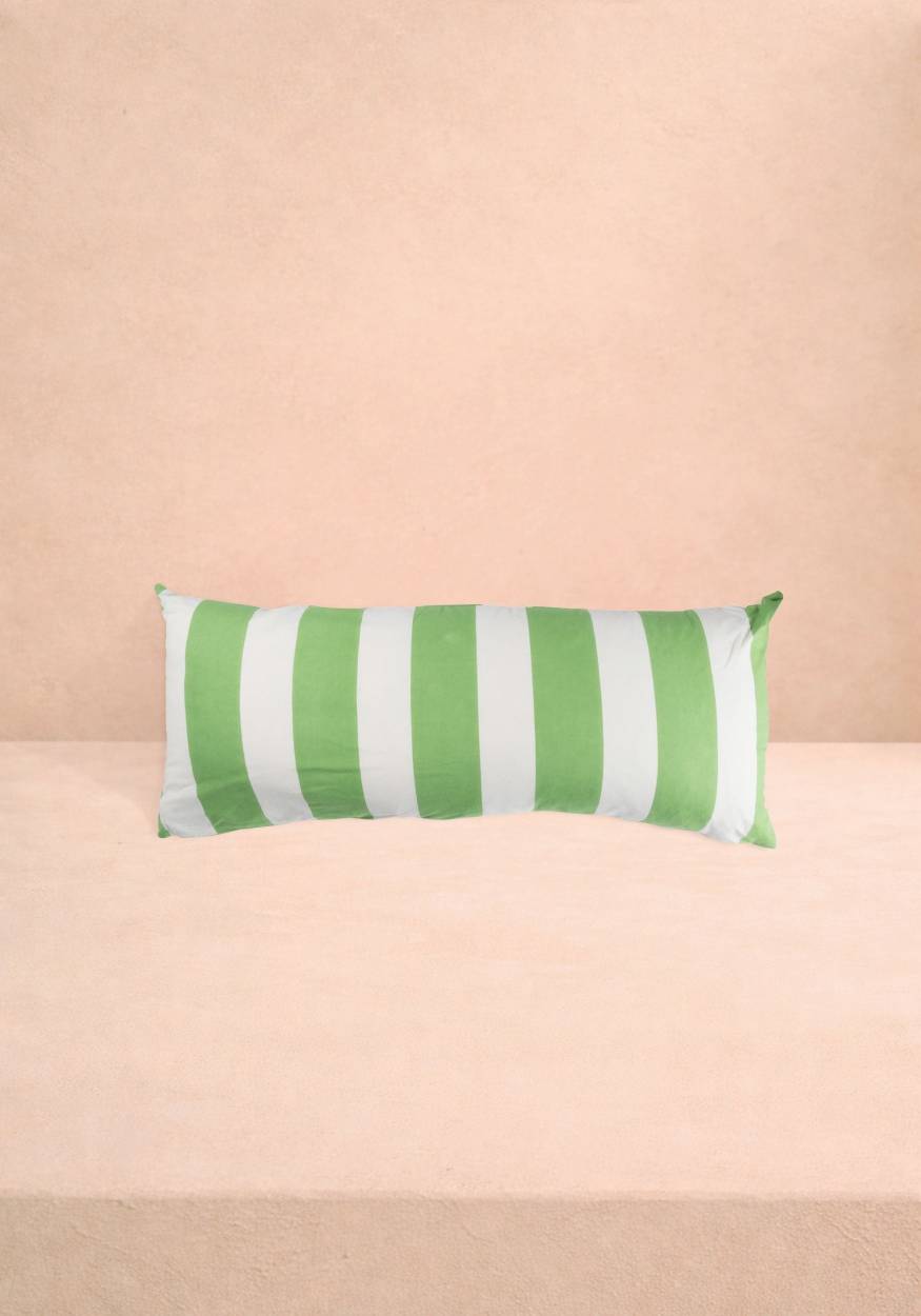 Poppy Sage Cabana Stripe Long Lumbar Cushion Cover