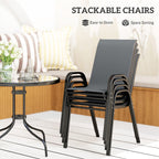 5 PCs Garden Furniture Set, Round Table and Stackable Chairs