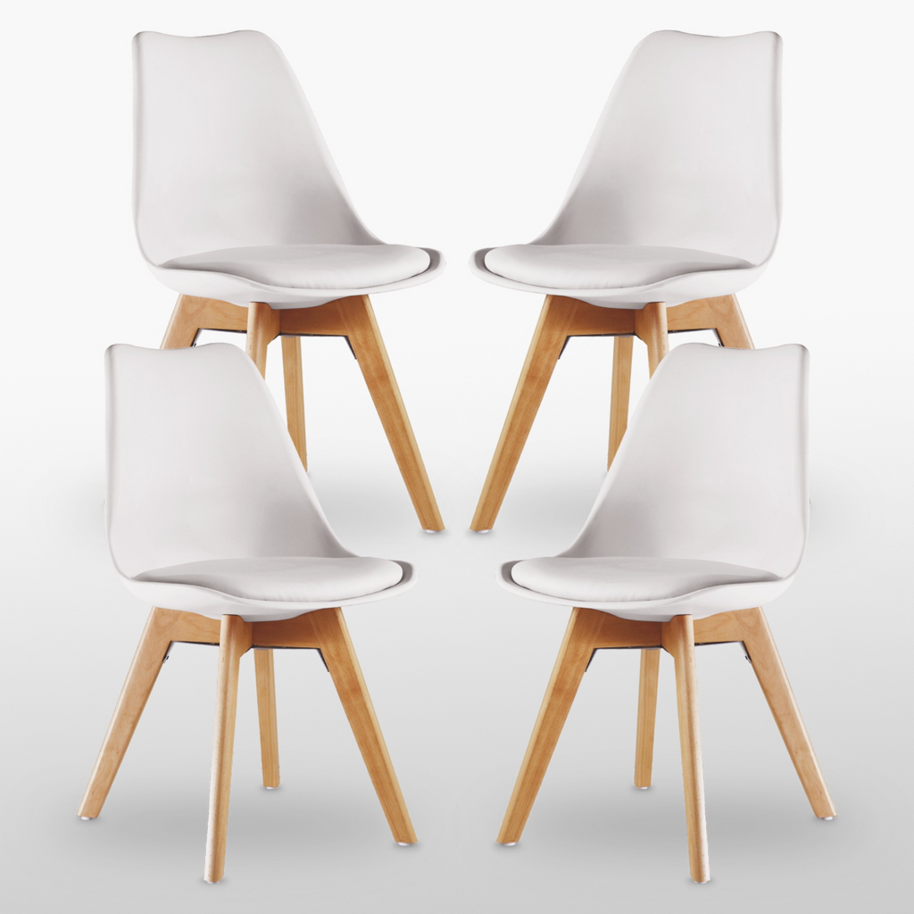 Black Halo Dining Table & Set of 4 Jamie Lorenzo Tulip chairs with Padded Seat