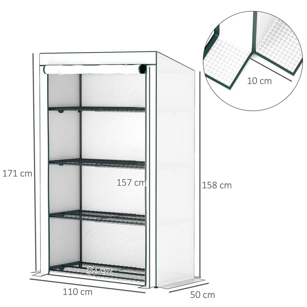 4 Tier Lean-to Mini Greenhouse with Reinforced PE Cover