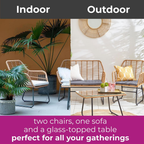 Grey Bamboo Style Garden Sofa, Table & Chairs 4 Piece Set