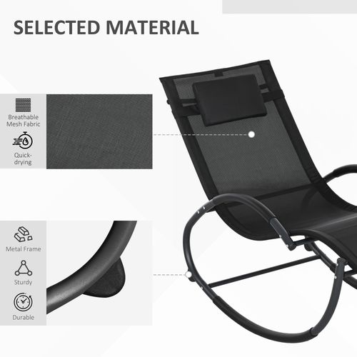 Patio Rocking Lounge Chair Zero Gravity Chaise w/ Padded Pillow
