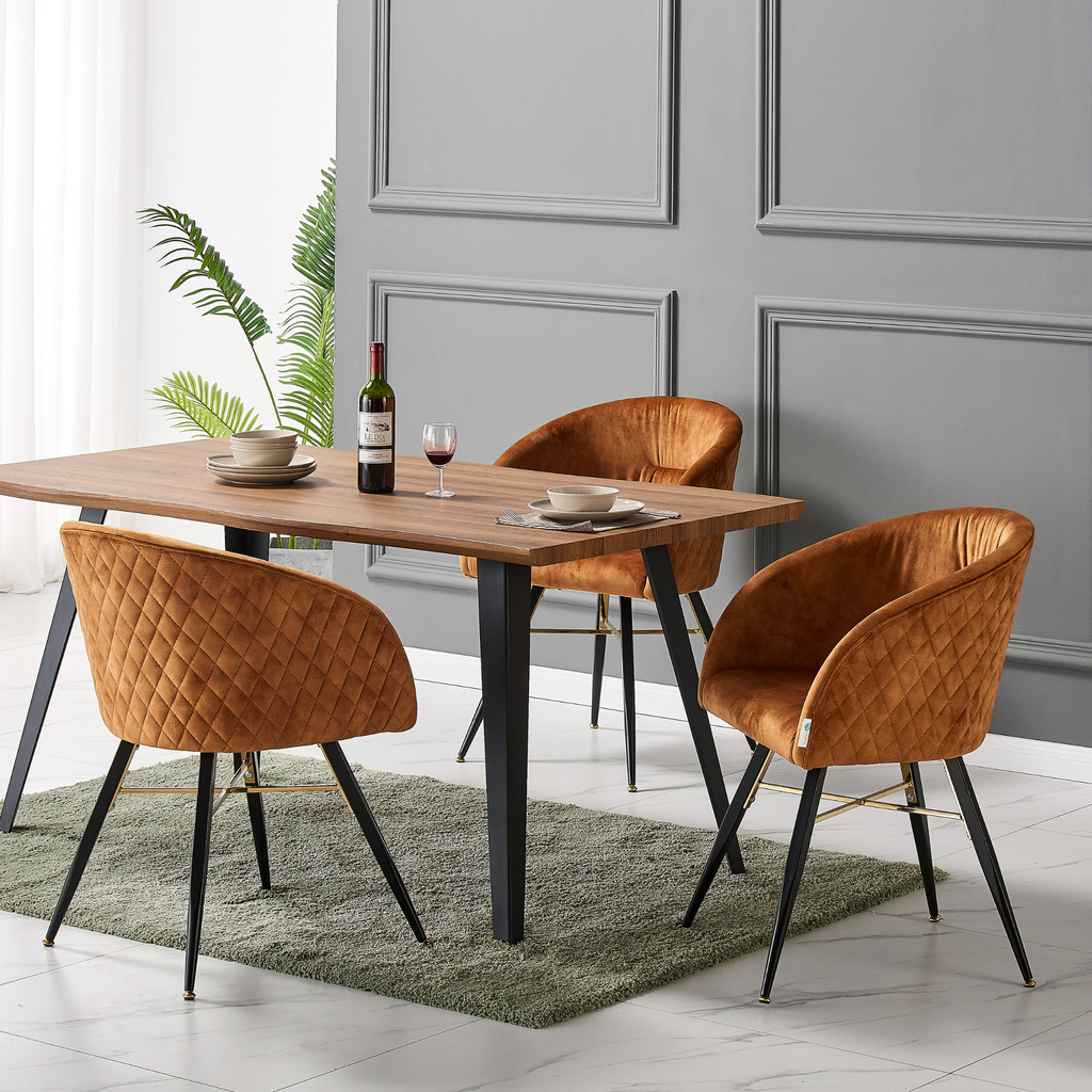 Rocco LUX 5PCs Dining Set includes an Oak Dining Table and Set of 4 Dining Chairs