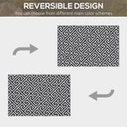 121 x 182 cm (4x6ft) Outdoor Rug Reversible Mat Plastic Straw Rug Portable RV Camping Mat for Garden Deck Picnic Indoor, Black & White