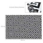 121 x 182 cm (4x6ft) Outdoor Rug Reversible Mat Plastic Straw Rug Portable RV Camping Mat for Garden Deck Picnic Indoor, Black & White