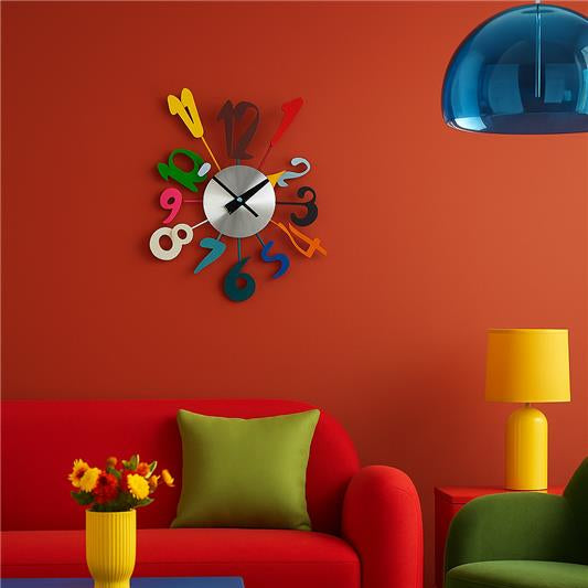 Multi Colour Funky Numbers Wall Clock