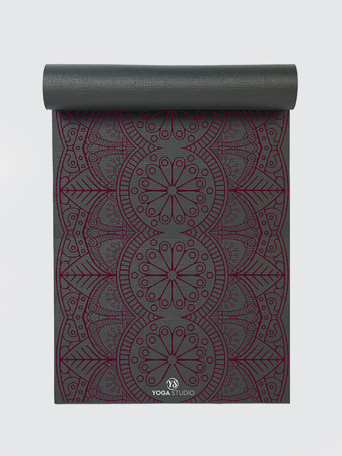 Designed Reversible Sticky Yoga Mat 6mm Grey Mat - Dew Drop Mandala