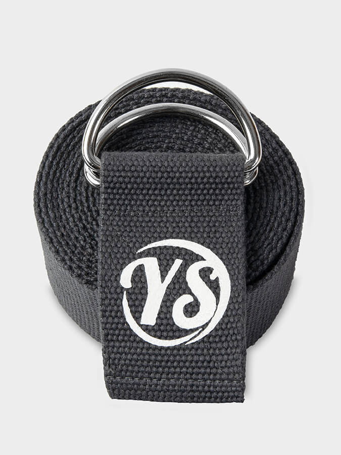 GOTS Organic Cotton D-Ring 2.5m Yoga Belt Strap Graphite Grey
