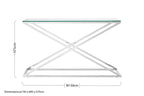 Clear Glass and Silver Finish Criss Cross Console Table