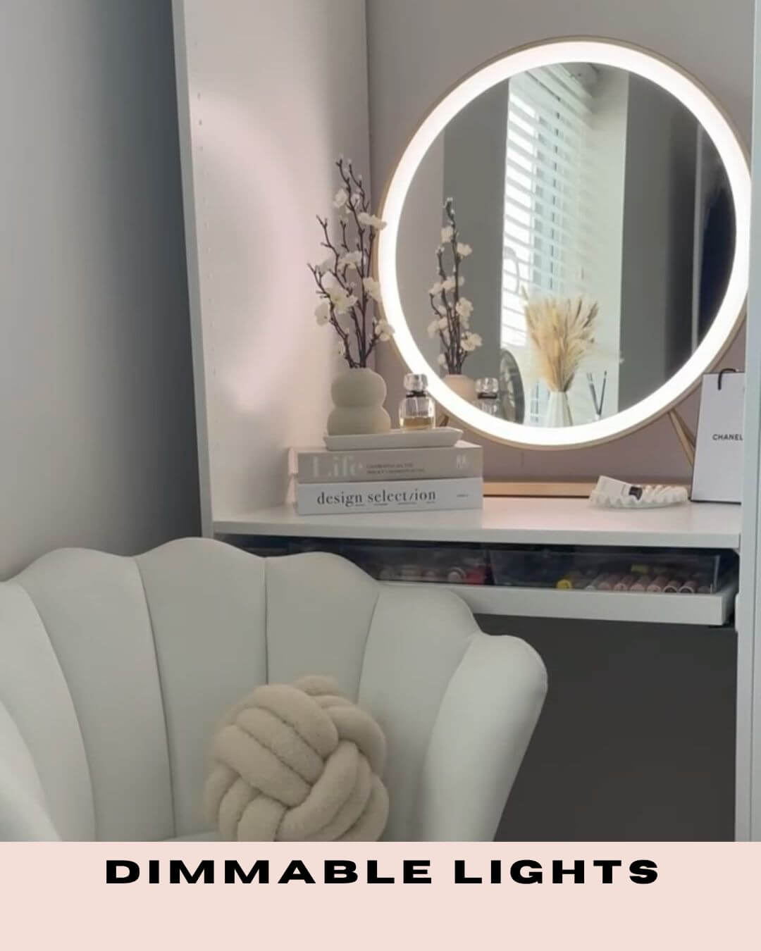 Round Vanity Face LED Mirror Gold 60x67CM