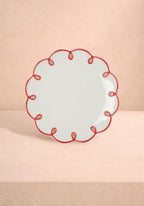 Rosy Red Scalloped Dessert Plate - Set of 4