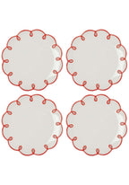 Rosy Red Scalloped Dessert Plate - Set of 4