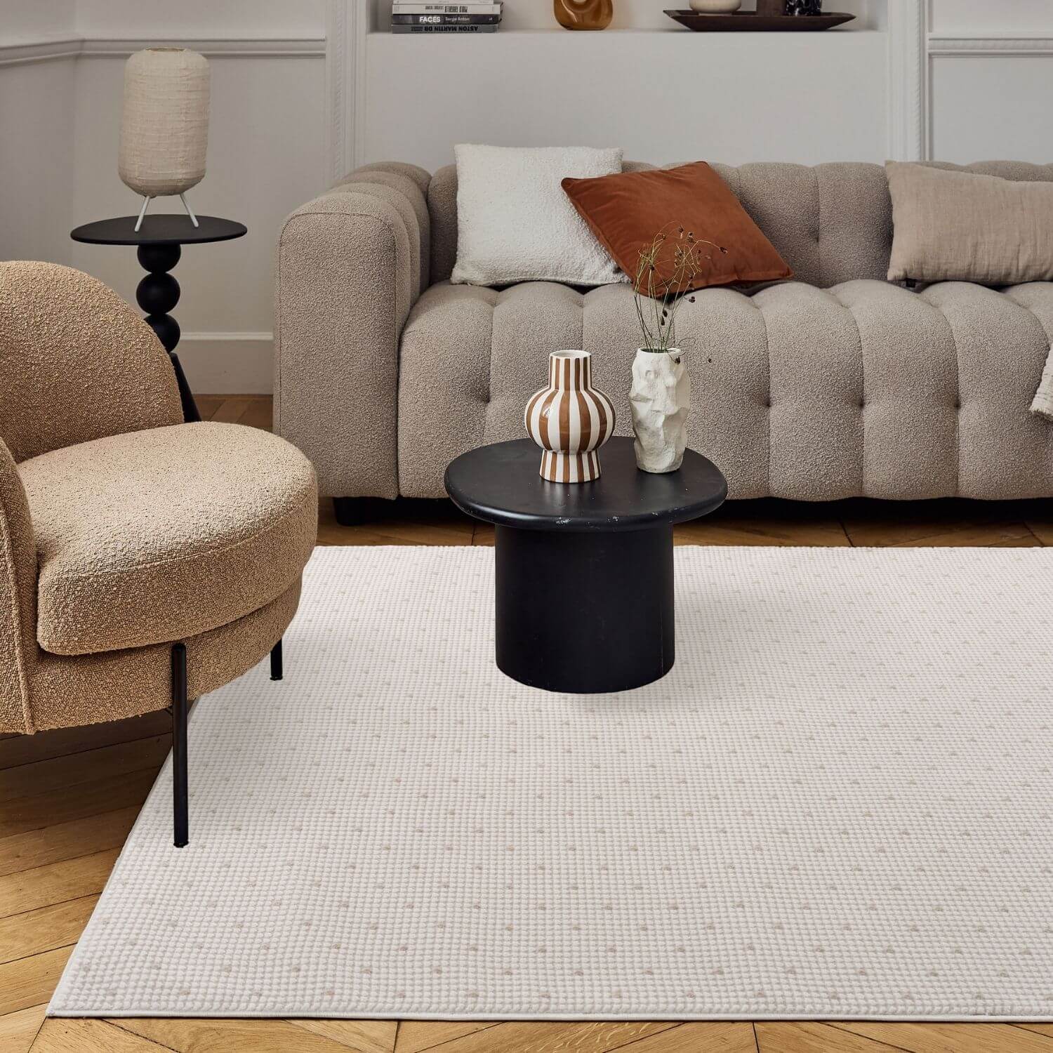 Carmel Cream-Beige Dots Rug