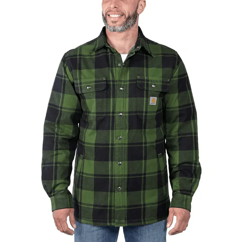 Carhartt 105939 Relaxed Fit Heavyweight Flannel Sherpa-Lined Shirt Jac Chive
