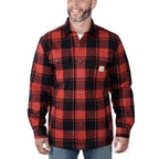 Carhartt 105939 Relaxed Fit Heavyweight Flannel Sherpa-Lined Shirt Jacket Red Ochre Small