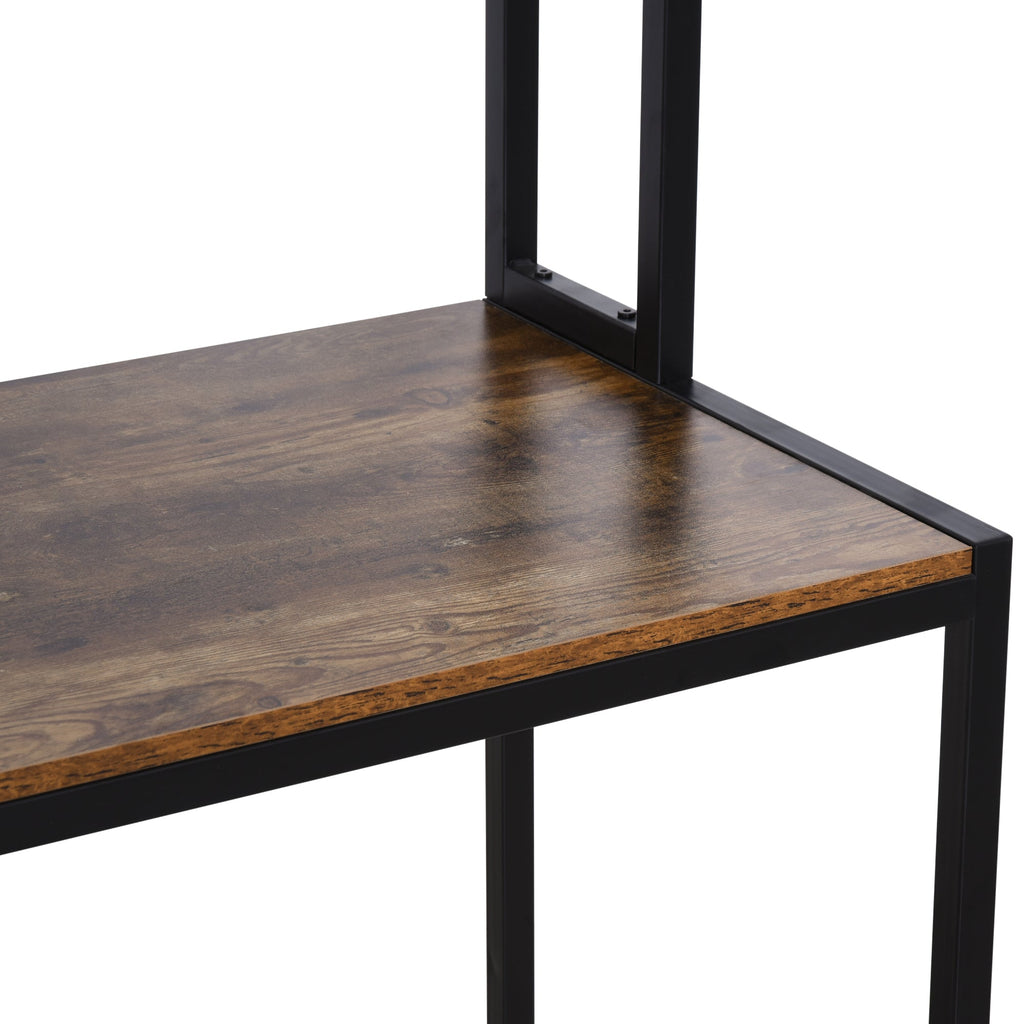 Reversible L Shaped Desk with Hutch, Industrial Computer Desk, Corner Desk with Storage Compartments and Steel Frame for Home Office, Study, 140 x 125cm, Brown