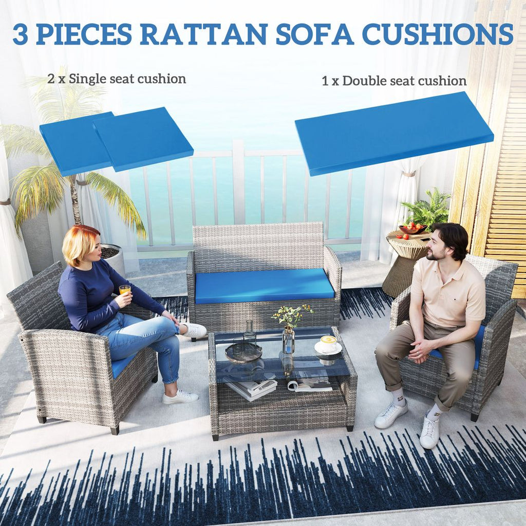 3PCs Rattan Garden Seat Cushions Pads for Patio Furniture