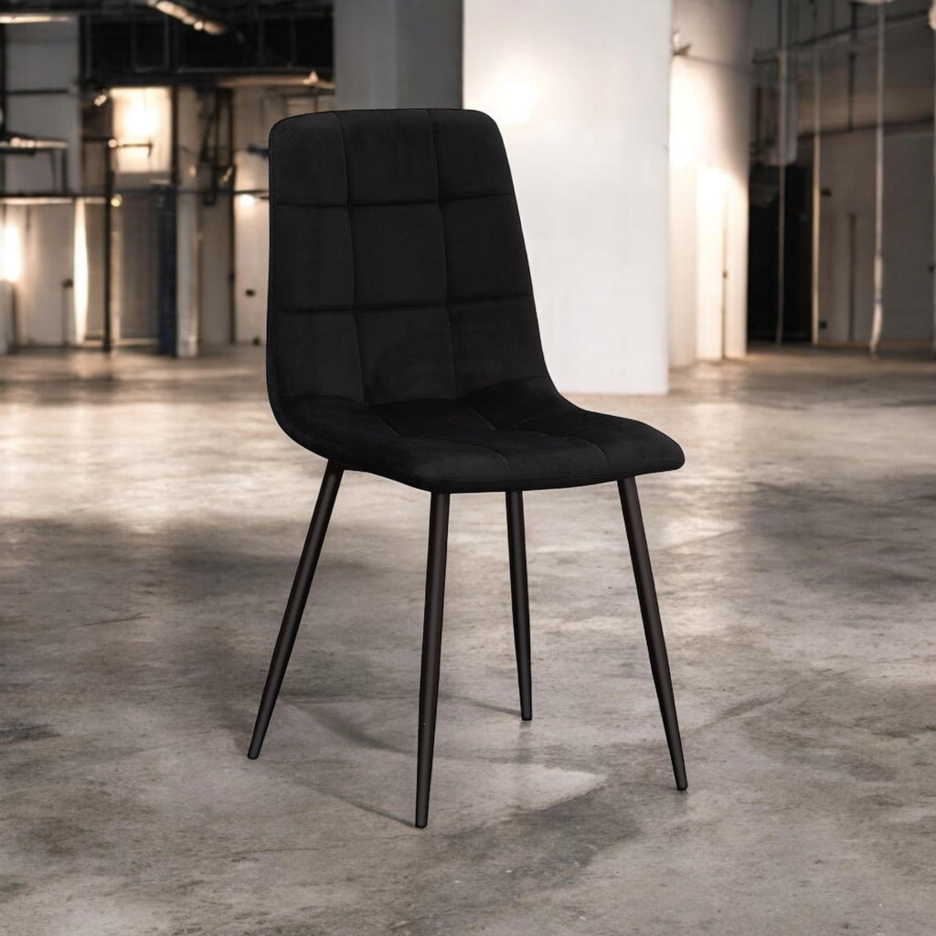 Tufted Fabric Metal Chair - L52 x W44 x H86 cm - Black