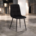 Tufted Fabric Metal Chair - L52 x W44 x H86 cm - Black