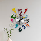 Multi Colour Funky Numbers Wall Clock