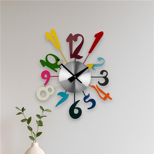 Multi Colour Funky Numbers Wall Clock